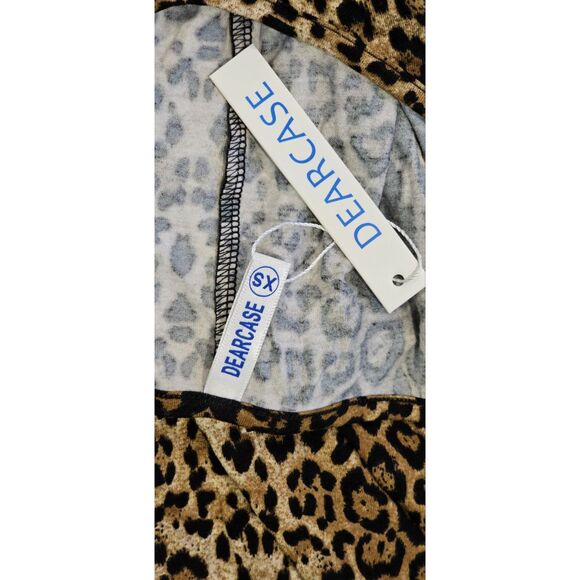 DEARCASE Leopard Print Long Sleeve Fit & Flare Dress Sz XS - Picture 6 of 7